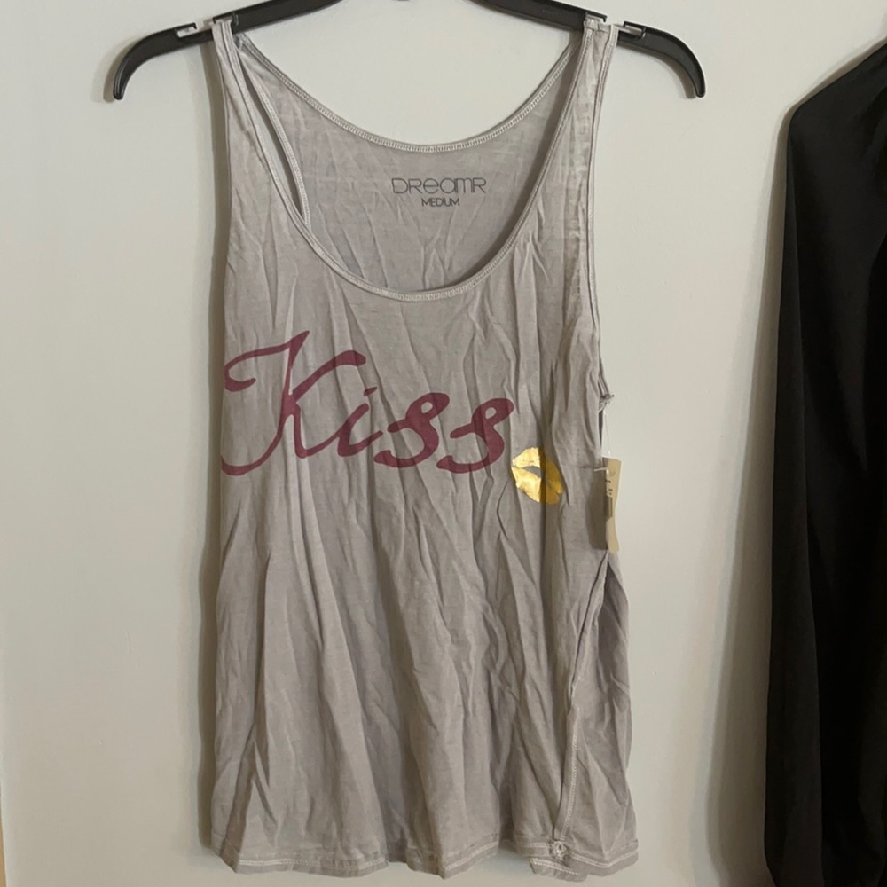 Dreamr Kiss tank top Racer Back new Grey